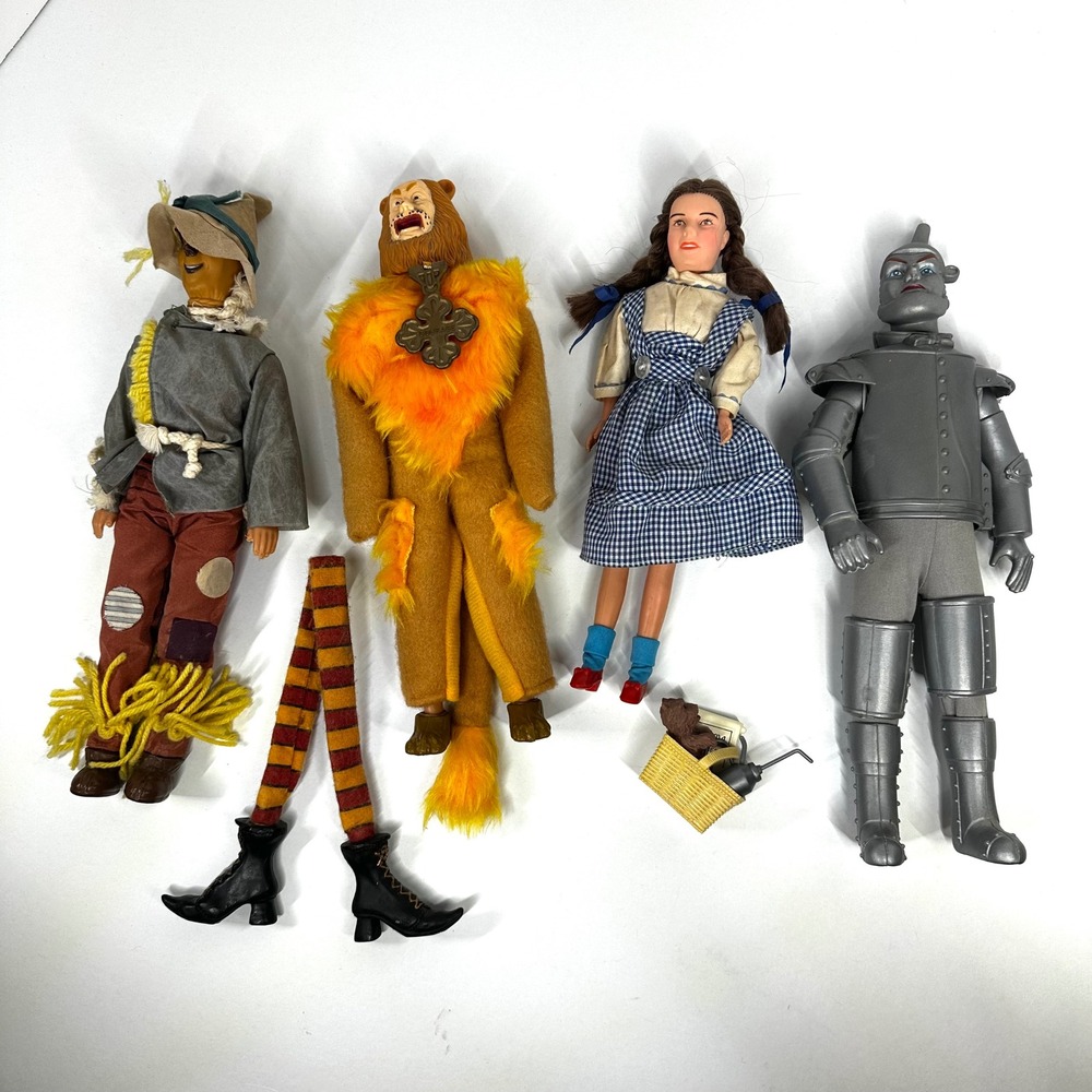 Vintage Wizard of Oz Figure Lot Dorothy Tin Man Cowardly Lion Scarecrow Toto